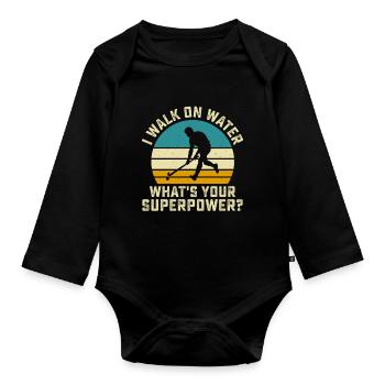 Hockey - Organic Longsleeve Baby Bodysuit - black - Front