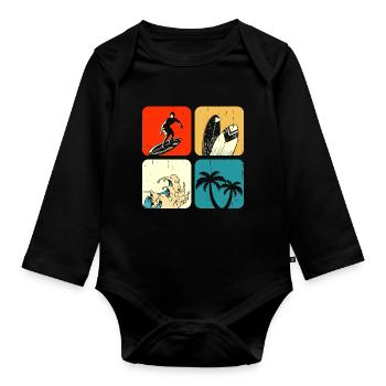 Surfen Surfer - Baby Bio-Langarm-Body - Schwarz - Vorne