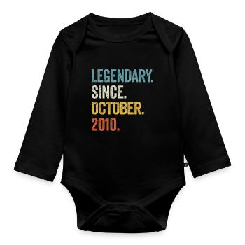13 Years Legendary Since October 2010 13th - Organic Longsleeve Baby Bodysuit - black - Front