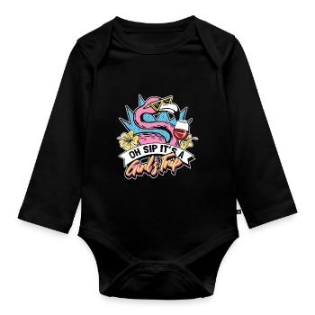 Oh sirotez que c’est un voyage entre filles - Body Bébé bio manches longues - noir - Devant