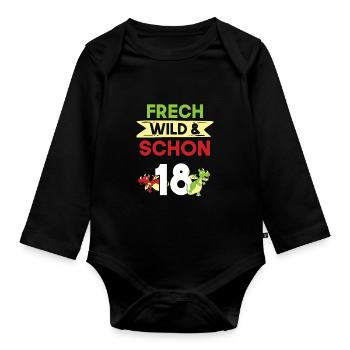 18 Jahre Geburtstag Drachen - Baby Bio-Langarm-Body - Schwarz - Vorne