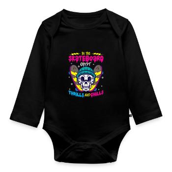 Horror Skateboarder Halloween Skateboard Cadeau - Body Bébé bio manches longues - noir - Devant