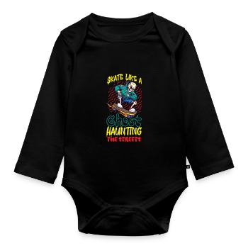 Horror Skateboarder Halloween Skateboard Cadeau - Body Bébé bio manches longues - noir - Devant