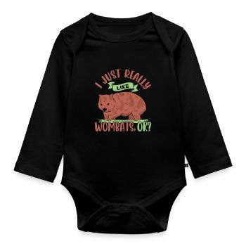 Really like wombats owners Australian animals - Organic Longsleeve Baby Bodysuit - black - Front