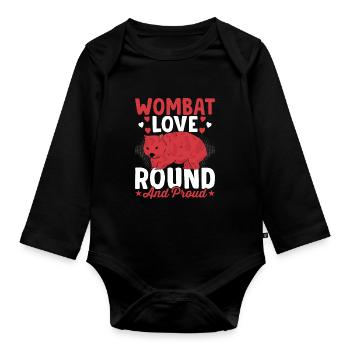 Wombat Love Australian Animals Owner - Organic Longsleeve Baby Bodysuit - black - Front