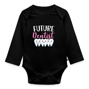 Futur dentiste dentiste assistant dentaire - Body Bébé bio manches longues - noir - Devant