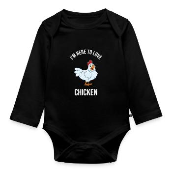 Drôle de poulet disant poulet - Body Bébé bio manches longues - noir - Devant