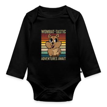 Wombat-tastic Adventures Owner of - Organic Longsleeve Baby Bodysuit - black - Front