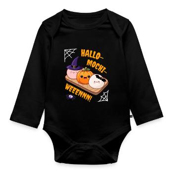 Hallo-Mochi-Weeennn! - Kawaii Halloween Mochis - Baby Bio-Langarm-Body - Schwarz - Vorne