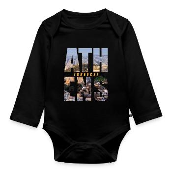 Athènes Grèce Souvenir - Body Bébé bio manches longues - noir - Devant