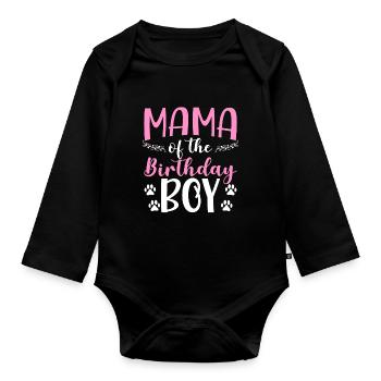 Maman De L’Anniversaire Garçon Chien Anniversaire - Body Bébé bio manches longues - noir - Devant