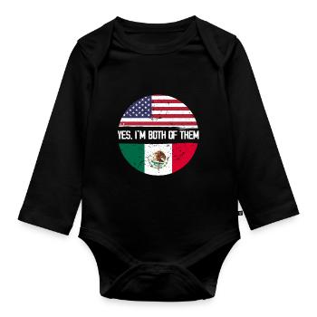 Yes Iam both of them USA Mexico - Baby Bio-Langarm-Body - Schwarz - Vorne