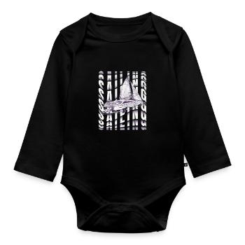 Catamaran boat sailboat sailing sailor - Organic Longsleeve Baby Bodysuit - black - Front