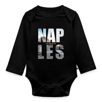 Naples Italie Souvenir - Body Bébé bio manches longues - noir - Devant