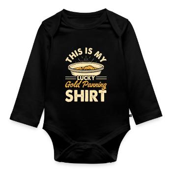 Goldwaschen Goldwäscher Goldschürfer Goldsucher - Baby Bio-Langarm-Body - Schwarz - Vorne