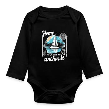 marin voilier voilier voilier voilier yacht - Body Bébé bio manches longues - noir - Devant