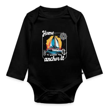 Catamaran voilier voilier voile saillier yacht ancre - Body Bébé bio manches longues - noir - Devant