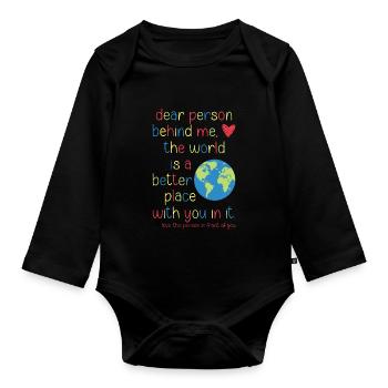 Chère personne derrière moi - Body Bébé bio manches longues - noir - Devant