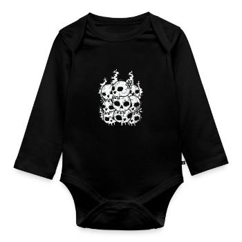 Knochenschädel Gothic Styl - Baby Bio-Langarm-Body - Schwarz - Vorne