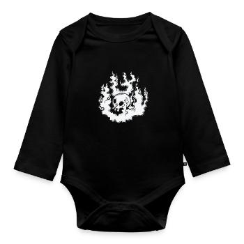 Burning Bone Skull Gothic Styl - Organic Longsleeve Baby Bodysuit - black - Front