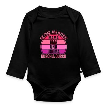 Mutter Mama Oma Uroma - Baby Bio-Langarm-Body - Schwarz - Vorne