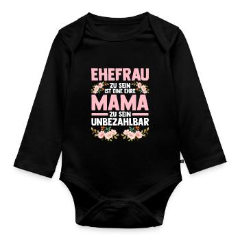 Ehefrau Mutter Mama - Baby Bio-Langarm-Body - Schwarz - Vorne