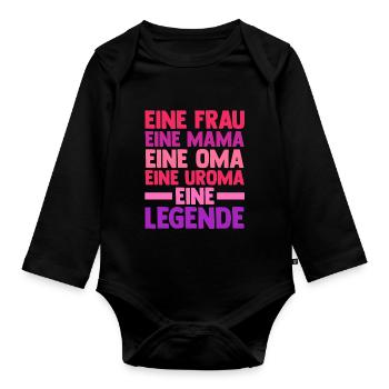 Mutter Mama Oma Uroma - Baby Bio-Langarm-Body - Schwarz - Vorne