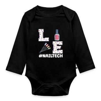 Technicienne des ongles Design de la Saint-Valentin - Body Bébé bio manches longues - noir - Devant