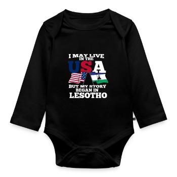 Lesotho Amérique États-Unis - Body Bébé bio manches longues - noir - Devant
