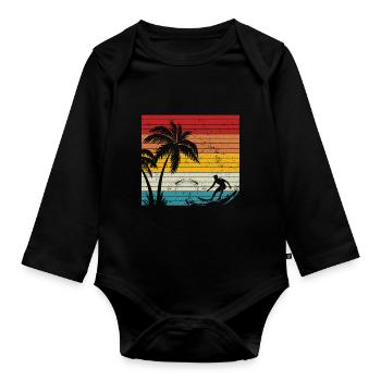 Vintage Surfer Retro Surfing Beach Surf - Organic Longsleeve Baby Bodysuit - black - Front