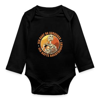 Ich hatte Nachtschicht - Baby Bio-Langarm-Body - Schwarz - Vorne