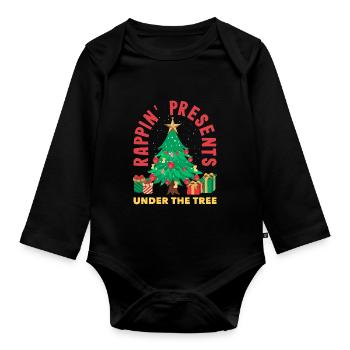Rappin' presents under the tree DJ Xmas Hip Hop - Baby Bio-Langarm-Body - Schwarz - Vorne