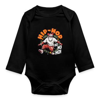 Hip-hop ho ho ho DJ Xmas Hip Hop Breakdance - Body Bébé bio manches longues - noir - Devant