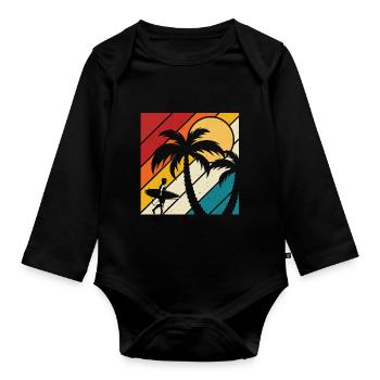 Vintage Surfer Retro Surfing Beach Surf - Organic Longsleeve Baby Bodysuit - black - Front