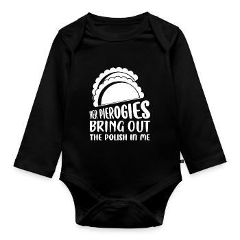 Ses pierogies font ressortir le polonais en moi Polska Fo - Body Bébé bio manches longues - noir - Devant