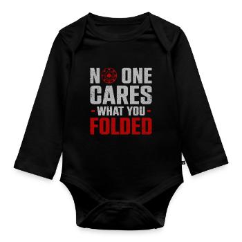 No One Cares What You Folded Poker - Organic Longsleeve Baby Bodysuit - black - Front