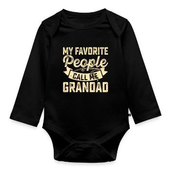 Grandpa Grandson Granddaughter - Organic Longsleeve Baby Bodysuit - black - Front