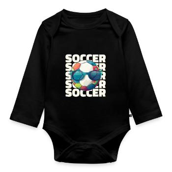 Joueur de football Drôle d’athlète Sport Amoureux du football - Body Bébé bio manches longues - noir - Devant