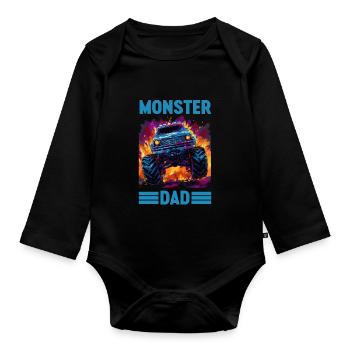 Monster Truck Papa Monster Papa Papa Trucker Retro - Baby Bio-Langarm-Body - Schwarz - Vorne