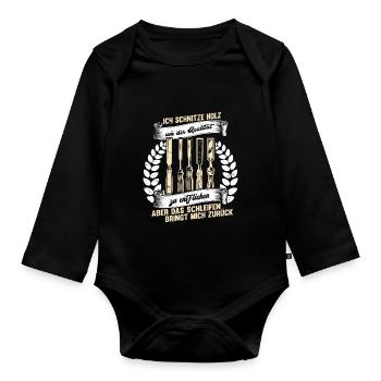 Holzschnitzer Holzschnitzerei - Baby Bio-Langarm-Body - Schwarz - Vorne