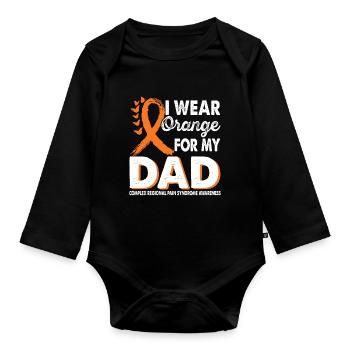 Wear Orange for Dad Support for the - Organic Longsleeve Baby Bodysuit - black - Front