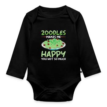 Zoodles Pâtes aux courgettes Dicton - Body Bébé bio manches longues - noir - Devant