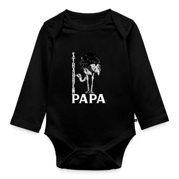 Ostrich lover - Ostrich dad - Organic Longsleeve Baby Bodysuit - black - Front