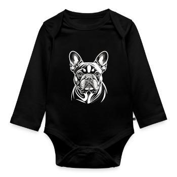 Divine Grace: The Great Dane in White - Organic Longsleeve Baby Bodysuit - black - Front