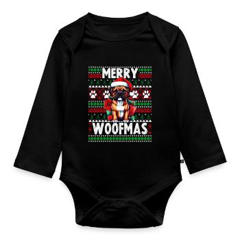 Pelzeltern Weihnachten - Boxer Hundeliebhaber Hässlicher Christus - Baby Bio-Langarm-Body - Schwarz - Vorne