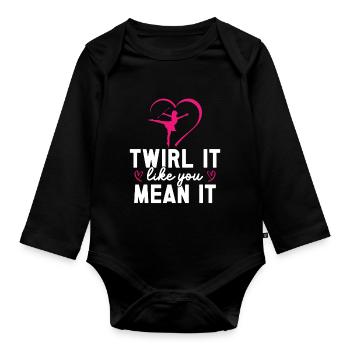 Baton Twirling Girl Twirler Majorette - Organic Longsleeve Baby Bodysuit - black - Front