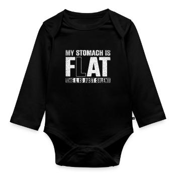 Mon ventre est plat Le L est juste silencieux - Body Bébé bio manches longues - noir - Devant