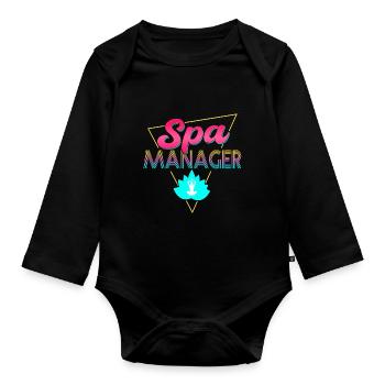80s Retro Spa Manager Outfit - Organic Longsleeve Baby Bodysuit - black - Front
