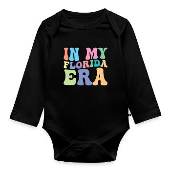 Florida Retro Groovy - Organic Longsleeve Baby Bodysuit - black - Front
