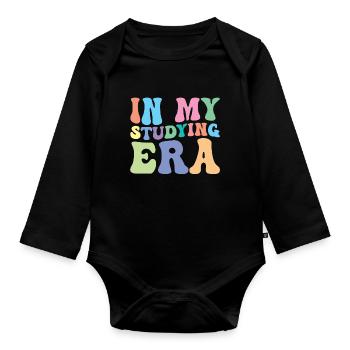 Study Retro Groovy Student - Organic Longsleeve Baby Bodysuit - black - Front